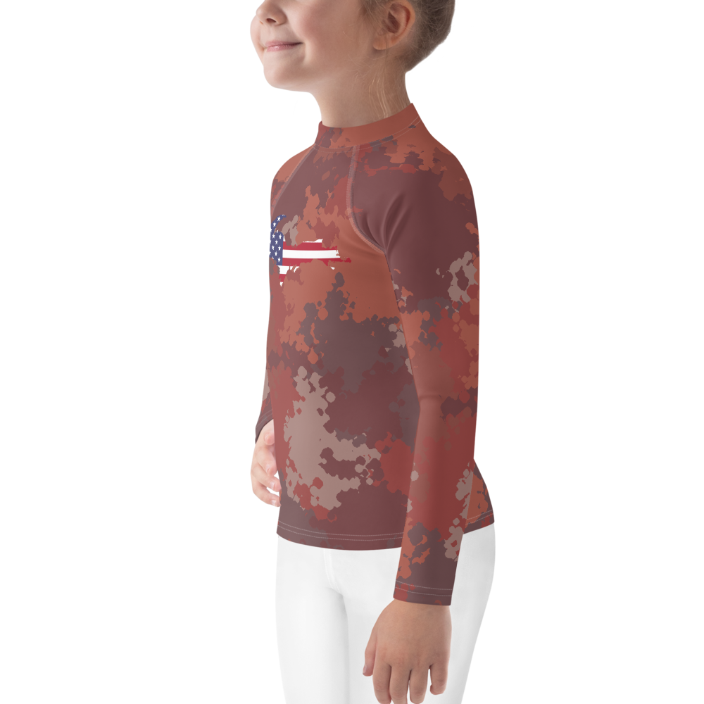 Michigan Upper Peninsula Rash Guard (w/ UP USA Flag) | Toddler - Ore Dock Camo