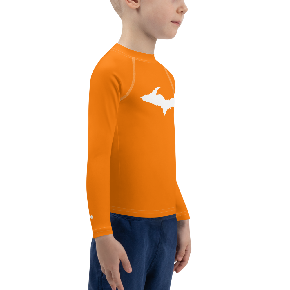 Michigan Upper Peninsula Rash Guard (w/ UP Outline) | Toddler - Safety Orange