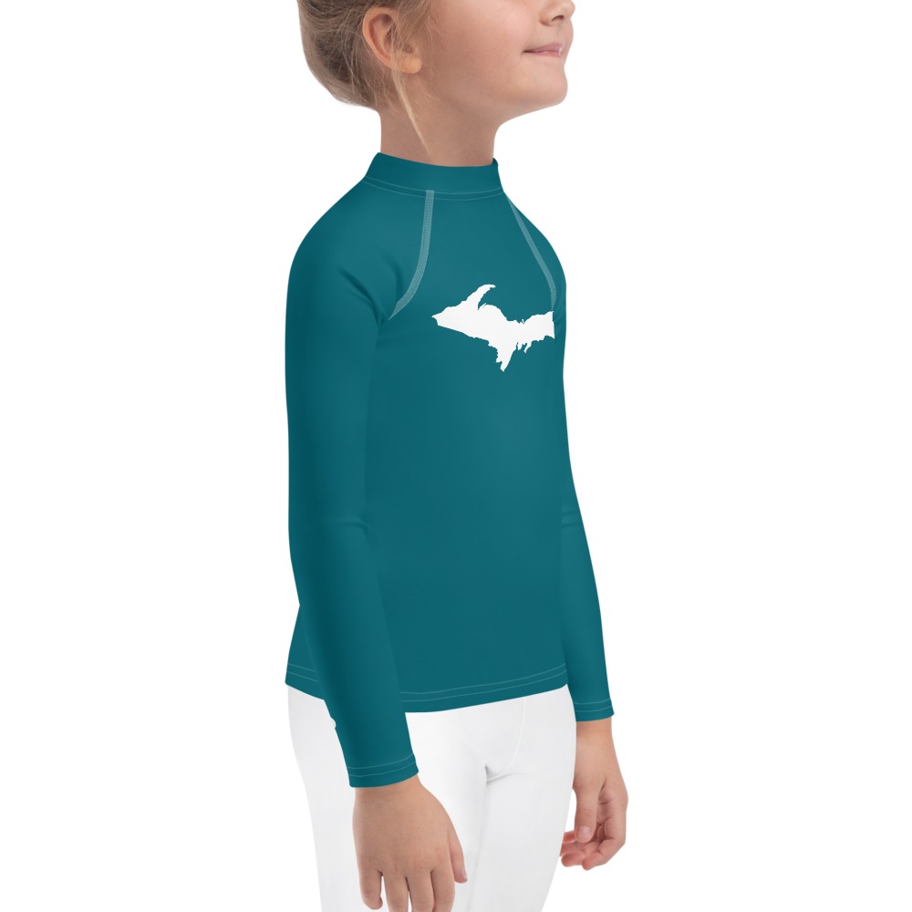 Michigan Upper Peninsula Rash Guard (w/ UP Outline) | Toddler - Auburn Hills Teal