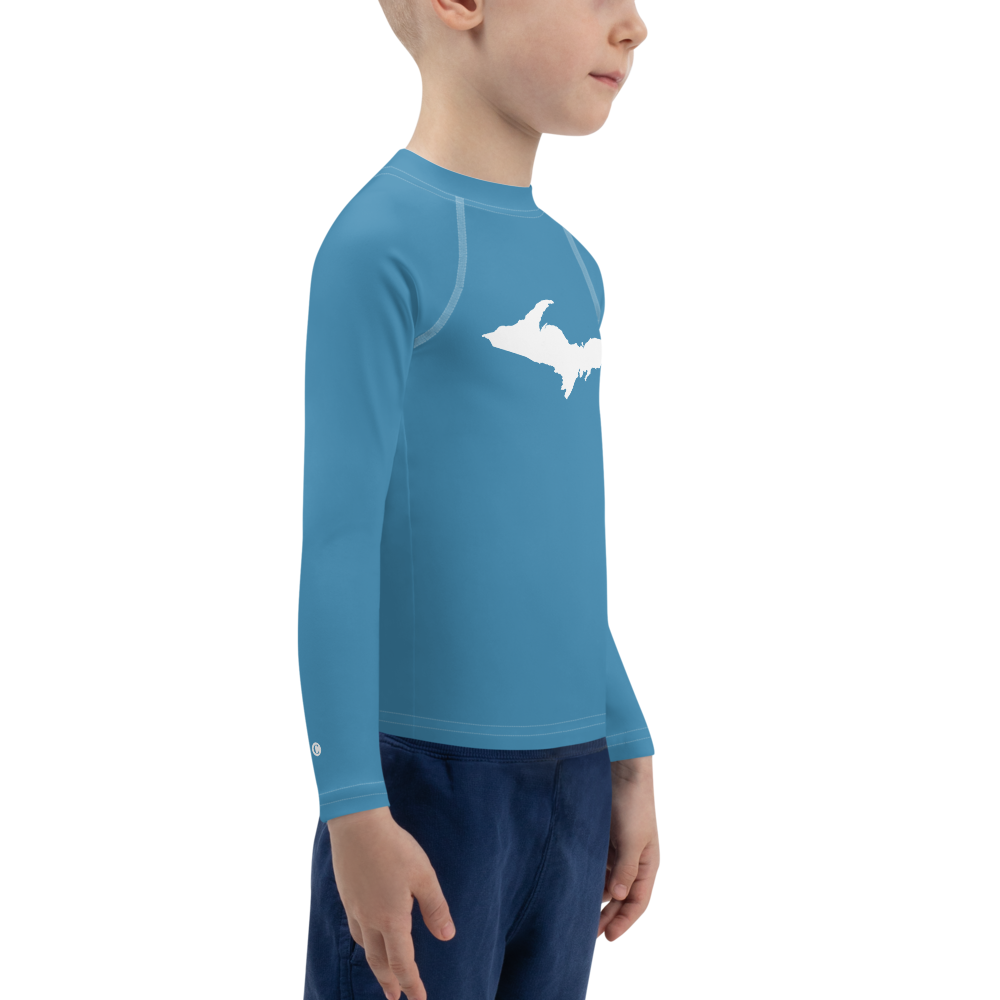 Michigan Upper Peninsula Rash Guard (w/ UP Outline) | Toddler - Lake Michigan Blue