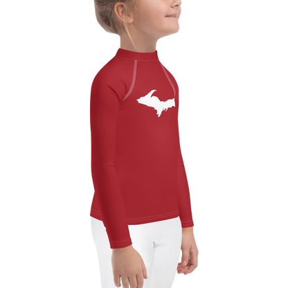 Michigan Upper Peninsula Rash Guard (w/ UP Outline) | Toddler - Thimbleberry Red