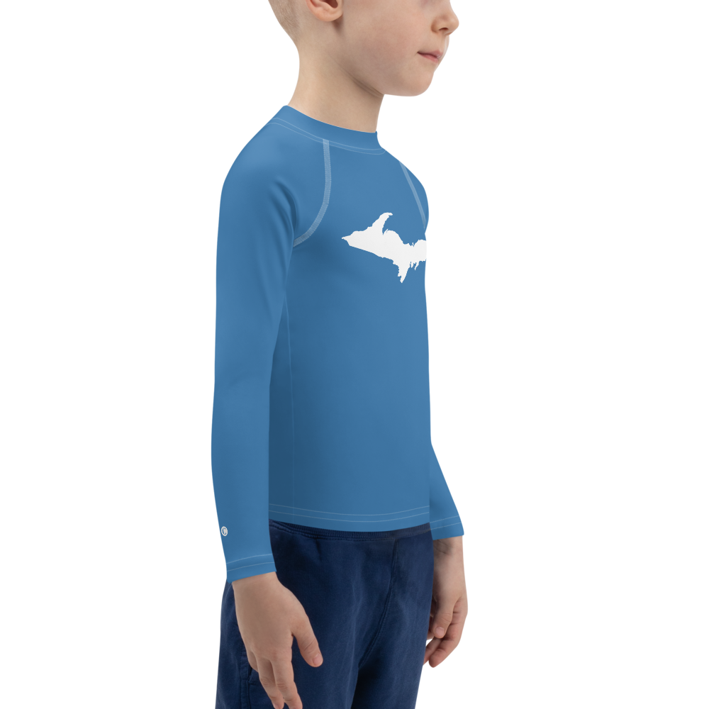 Michigan Upper Peninsula Rash Guard (w/ UP Outline) | Toddler - Lake Superior Blue