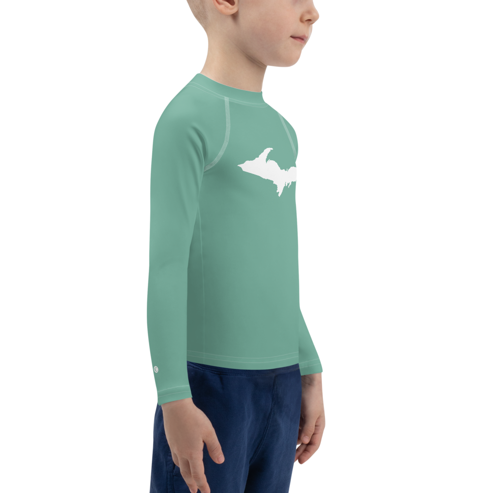 Michigan Upper Peninsula Rash Guard (w/ UP Outline) | Toddler - Metallic Mint Green