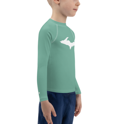 Michigan Upper Peninsula Rash Guard (w/ UP Outline) | Toddler - Metallic Mint Green