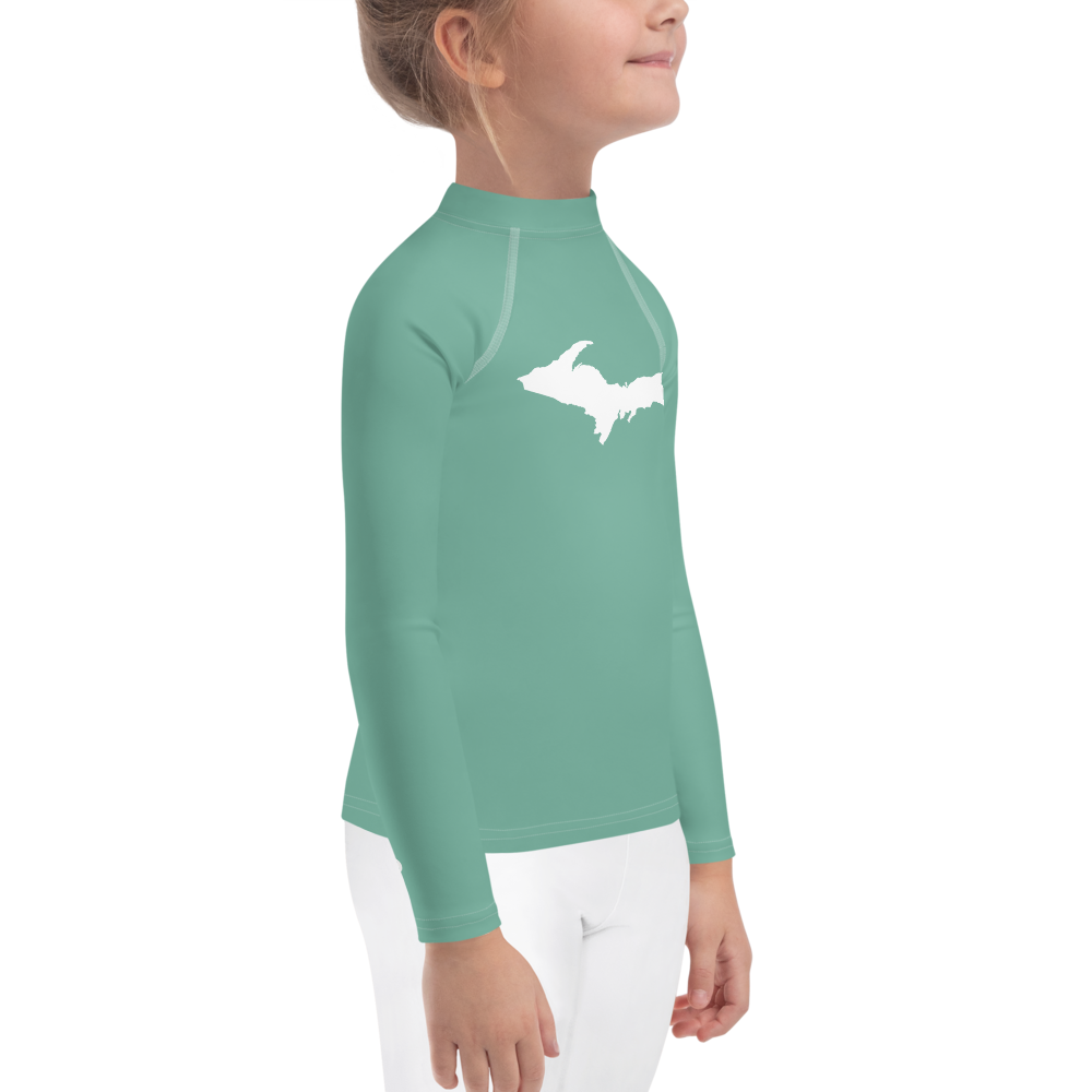 Michigan Upper Peninsula Rash Guard (w/ UP Outline) | Toddler - Metallic Mint Green