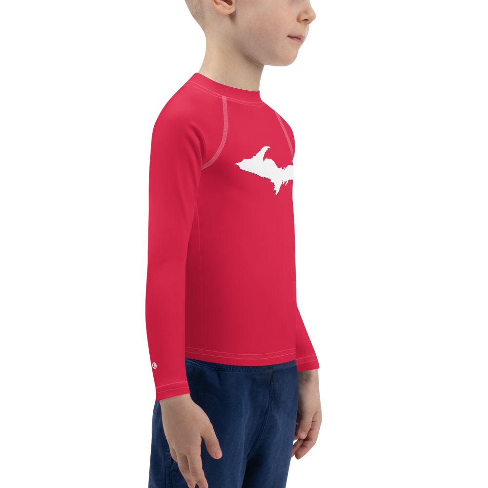 Michigan Upper Peninsula Rash Guard (w/ UP Outline) | Toddler - Lighthouse Red