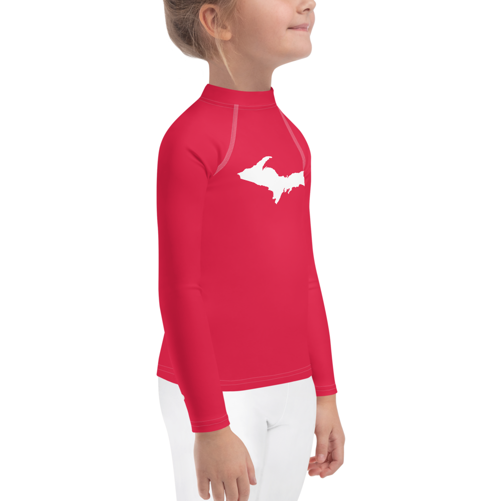 Michigan Upper Peninsula Rash Guard (w/ UP Outline) | Toddler - Lighthouse Red