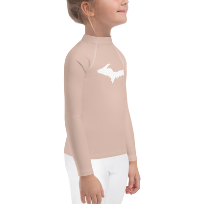 Michigan Upper Peninsula Rash Guard (w/ UP Outline) | Toddler - Rose Gold