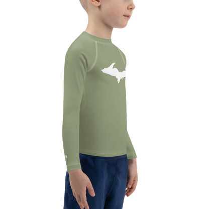 Michigan Upper Peninsula Rash Guard (w/ UP Outline) | Toddler - Beachgrass Green