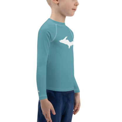 Michigan Upper Peninsula Rash Guard (w/ UP Outline) | Toddler - Lake Huron Blue