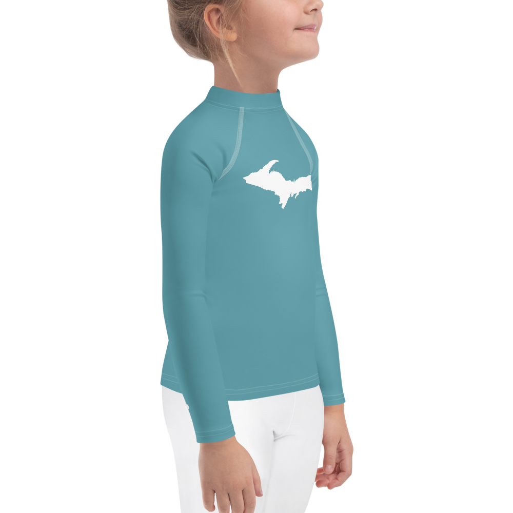 Michigan Upper Peninsula Rash Guard (w/ UP Outline) | Toddler - Lake Huron Blue