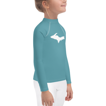 Michigan Upper Peninsula Rash Guard (w/ UP Outline) | Toddler - Lake Huron Blue