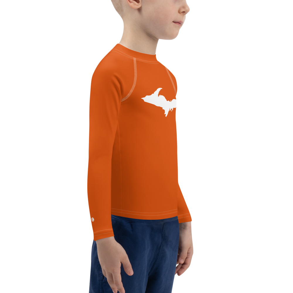 Michigan Upper Peninsula Rash Guard (w/ UP Outline) | Toddler - Maple Leaf Orange