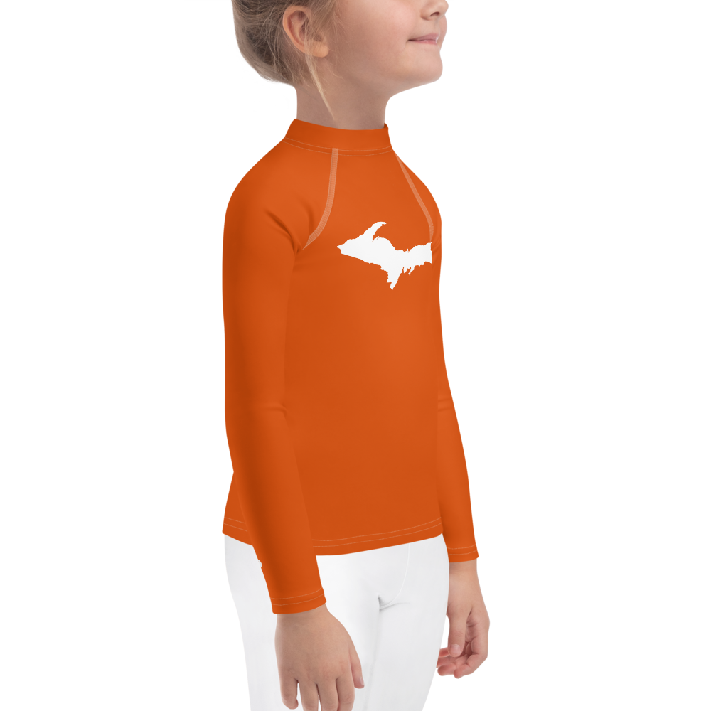 Michigan Upper Peninsula Rash Guard (w/ UP Outline) | Toddler - Maple Leaf Orange