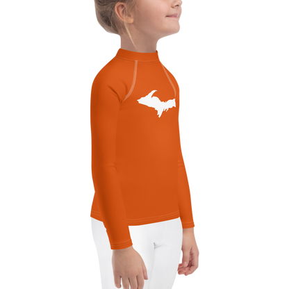 Michigan Upper Peninsula Rash Guard (w/ UP Outline) | Toddler - Maple Leaf Orange