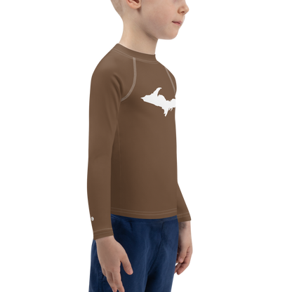 Michigan Upper Peninsula Rash Guard (w/ UP Outline) | Toddler - Coffee Color