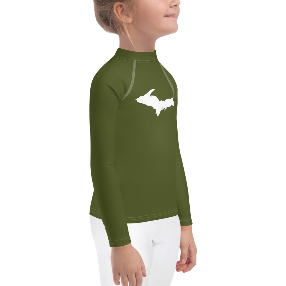 Michigan Upper Peninsula Rash Guard (w/ UP Outline) | Toddler - Army Green