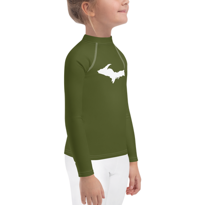 Michigan Upper Peninsula Rash Guard (w/ UP Outline) | Toddler - Army Green