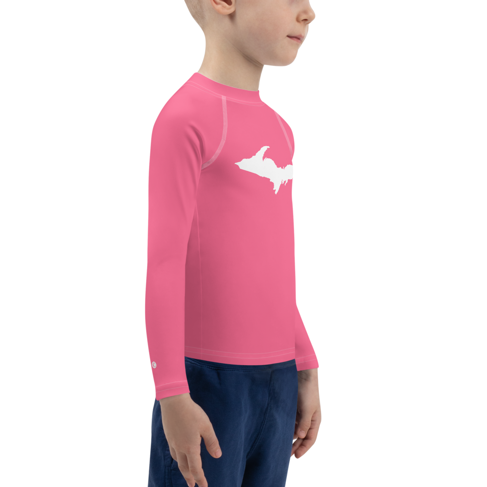 Michigan Upper Peninsula Rash Guard (w/ UP Outline) | Toddler - Rhodochrosite Pink