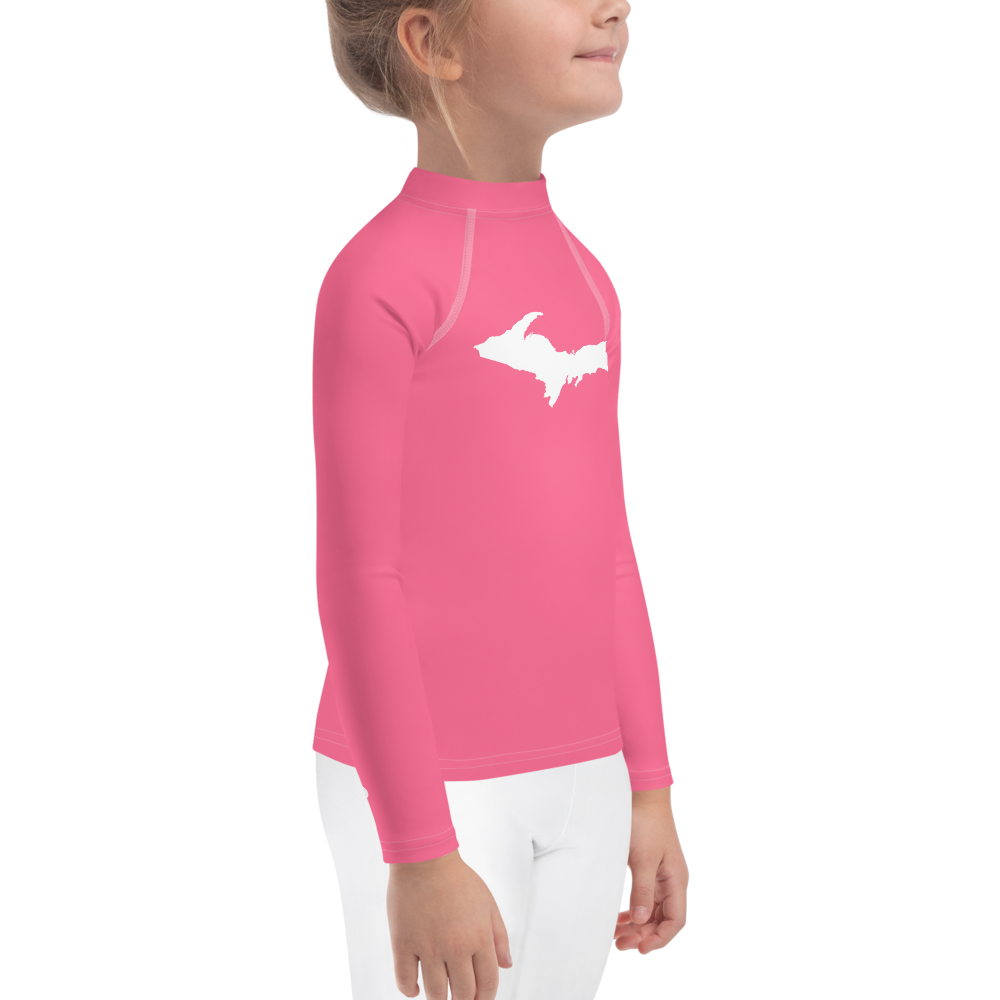 Michigan Upper Peninsula Rash Guard (w/ UP Outline) | Toddler - Rhodochrosite Pink