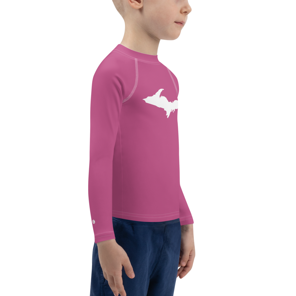 Michigan Upper Peninsula Rash Guard (w/ UP Outline) | Toddler - Apple Blossom Pink