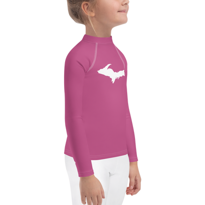 Michigan Upper Peninsula Rash Guard (w/ UP Outline) | Toddler - Apple Blossom Pink