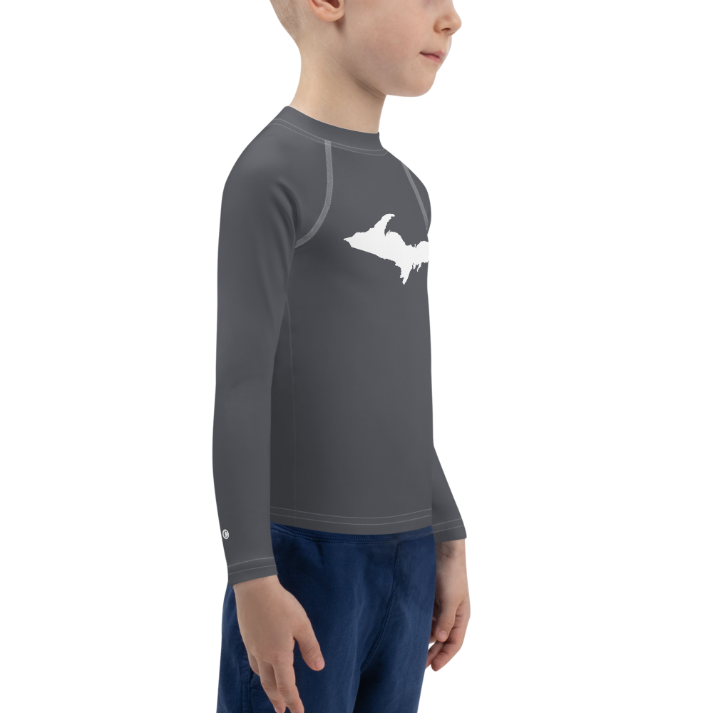 Michigan Upper Peninsula Rash Guard (w/ UP Outline) | Toddler - Iron Ore Grey