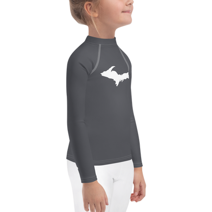 Michigan Upper Peninsula Rash Guard (w/ UP Outline) | Toddler - Iron Ore Grey