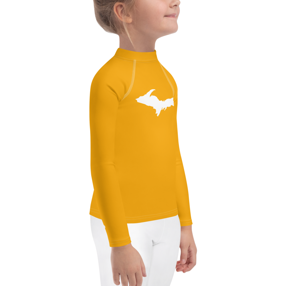 Michigan Upper Peninsula Rash Guard (w/ UP Outline) | Toddler - Birch Bark Orange