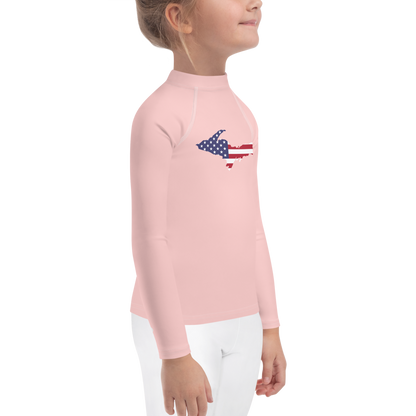 Michigan Upper Peninsula Rash Guard (w/ UP USA Flag) | Toddler - Cosmos Pink