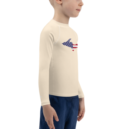 Michigan Upper Peninsula Rash Guard (w/ UP USA Flag) | Toddler - Champagne White