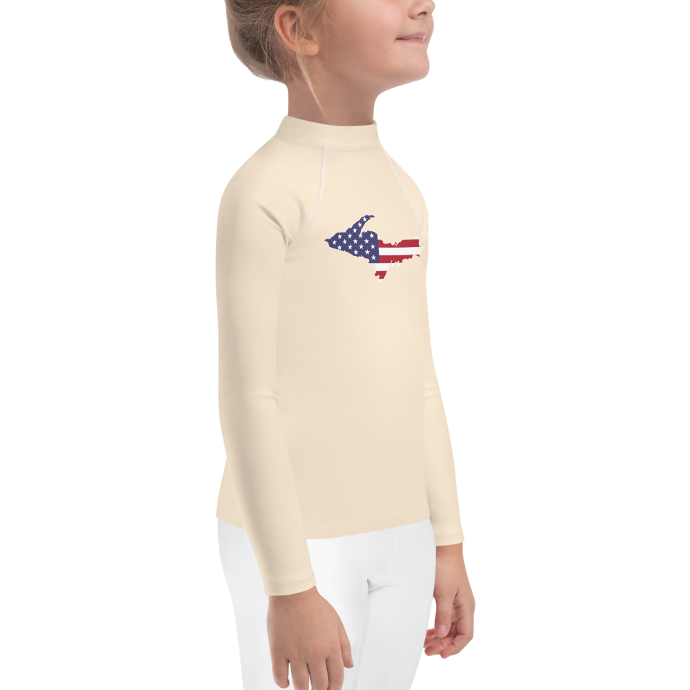 Michigan Upper Peninsula Rash Guard (w/ UP USA Flag) | Toddler - Champagne White