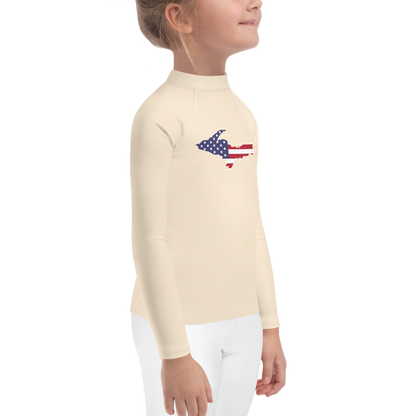 Michigan Upper Peninsula Rash Guard (w/ UP USA Flag) | Toddler - Champagne White