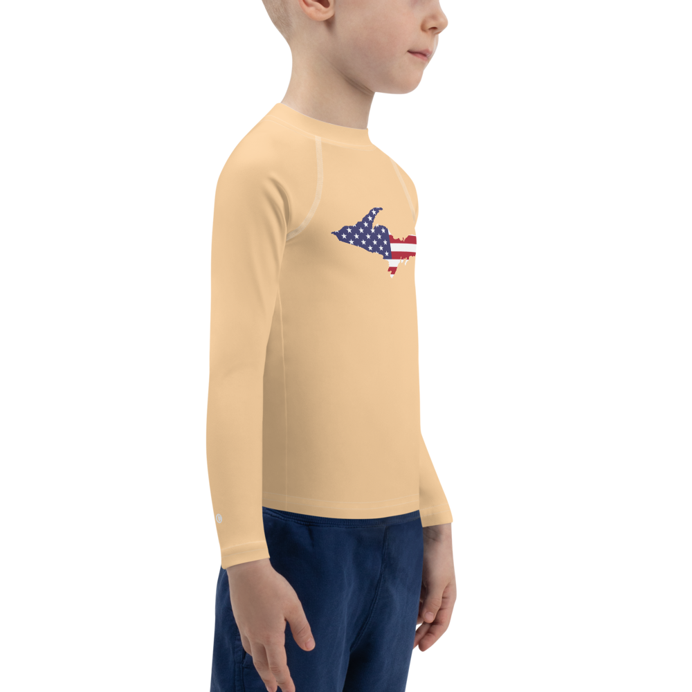 Michigan Upper Peninsula Rash Guard (w/ UP USA Flag) | Toddler - Pale Apricot