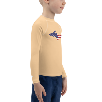 Michigan Upper Peninsula Rash Guard (w/ UP USA Flag) | Toddler - Pale Apricot