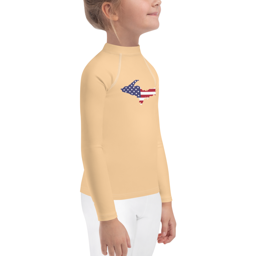 Michigan Upper Peninsula Rash Guard (w/ UP USA Flag) | Toddler - Pale Apricot