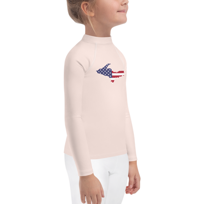 Michigan Upper Peninsula Rash Guard (w/ UP USA Flag) | Toddler - Champagne Pink