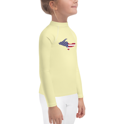 Michigan Upper Peninsula Rash Guard (w/ UP USA Flag) | Toddler - Canary Yellow