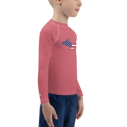 Michigan Upper Peninsula Rash Guard (w/ UP USA Flag) | Toddler - Watermelon Pink