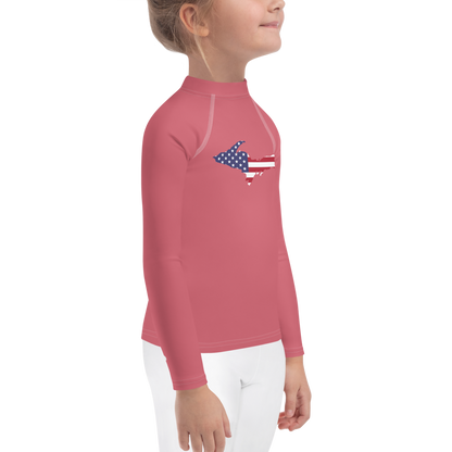 Michigan Upper Peninsula Rash Guard (w/ UP USA Flag) | Toddler - Watermelon Pink