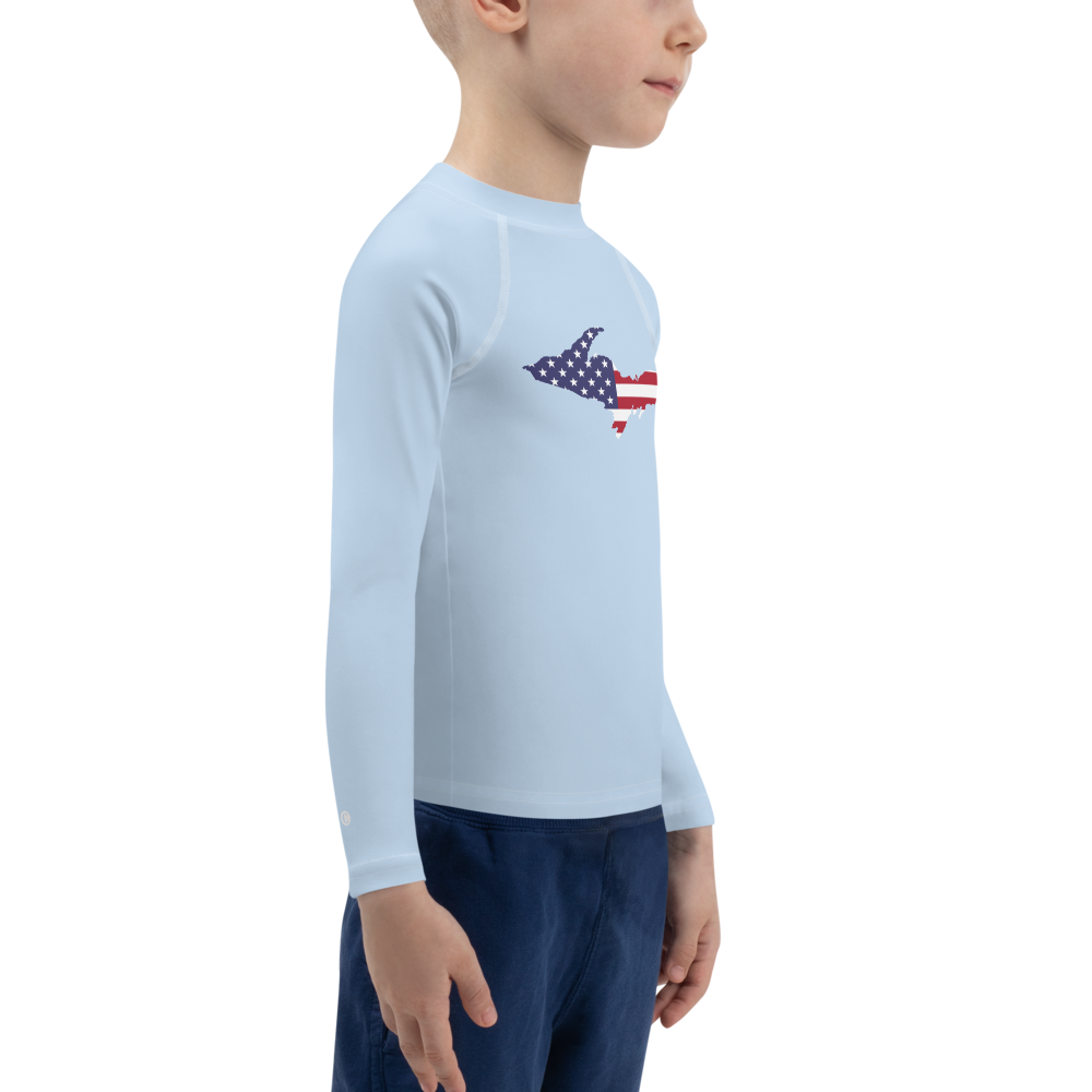 Michigan Upper Peninsula Rash Guard (w/ UP USA Flag) | Toddler - Light Blue