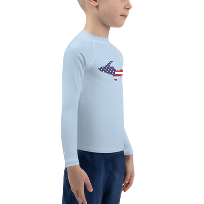 Michigan Upper Peninsula Rash Guard (w/ UP USA Flag) | Toddler - Light Blue