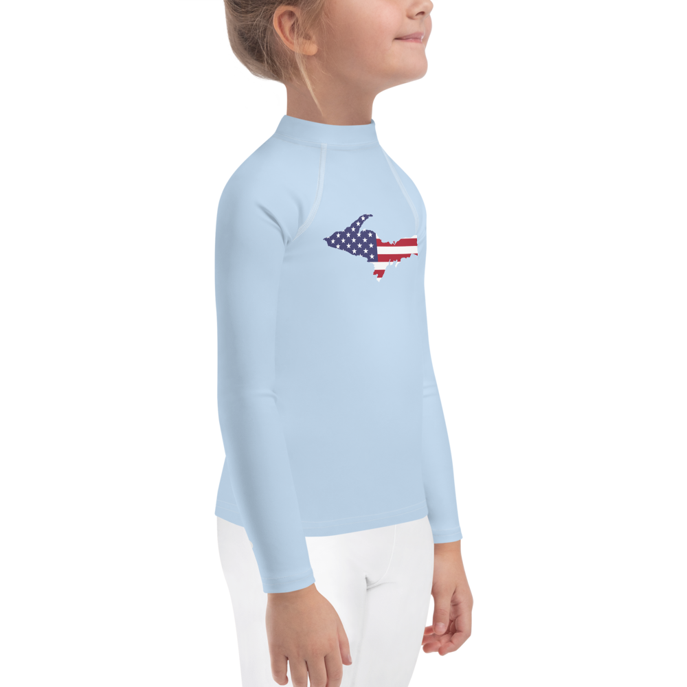 Michigan Upper Peninsula Rash Guard (w/ UP USA Flag) | Toddler - Light Blue