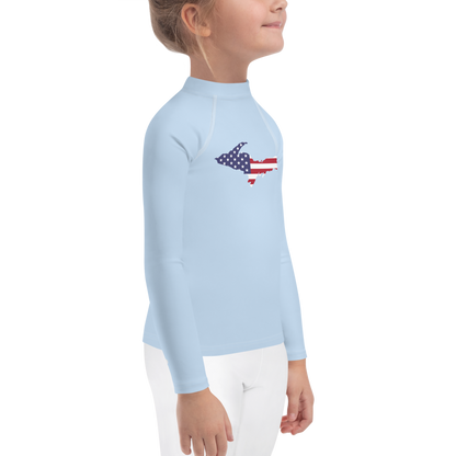 Michigan Upper Peninsula Rash Guard (w/ UP USA Flag) | Toddler - Light Blue