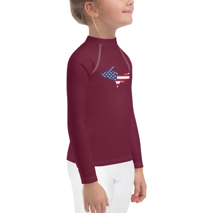 Michigan Upper Peninsula Rash Guard (w/ UP USA Flag) | Toddler - Old Mission Burgundy