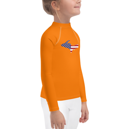 Michigan Upper Peninsula Rash Guard (w/ UP USA Flag) | Toddler - Safety Orange