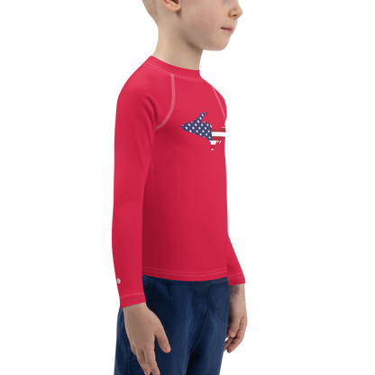 Michigan Upper Peninsula Rash Guard (w/ UP USA Flag) | Toddler - Lighthouse Red