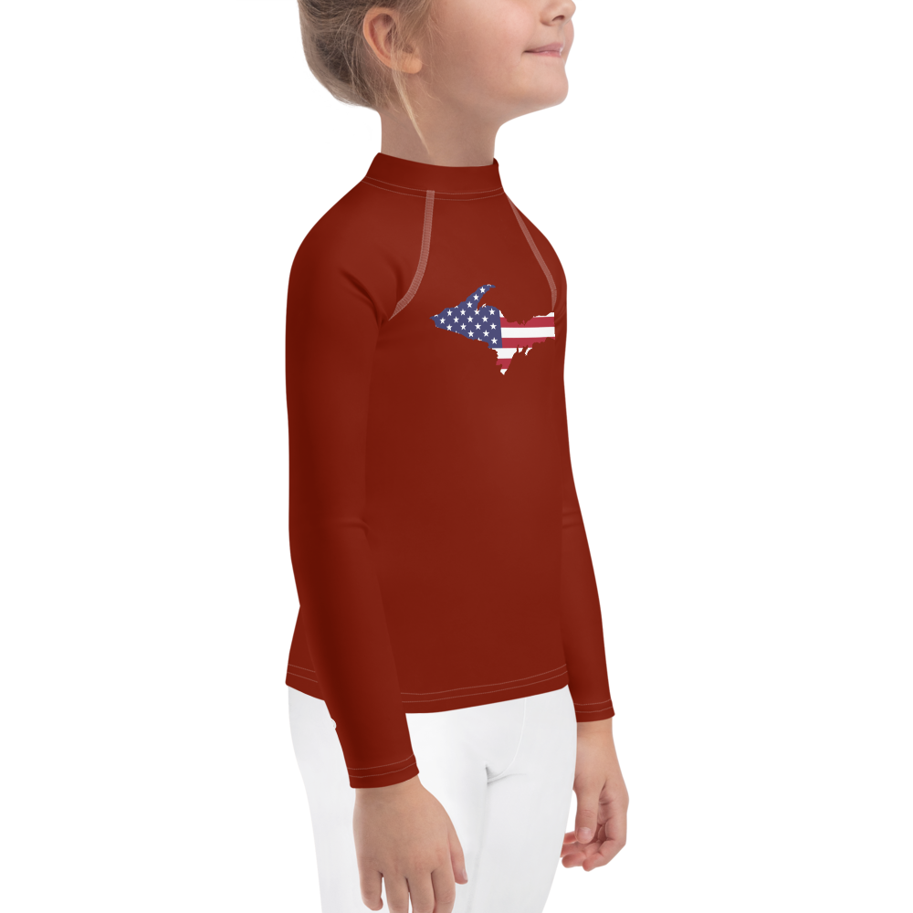 Michigan Upper Peninsula Rash Guard (w/ UP USA Flag) | Toddler - Cherryland Red