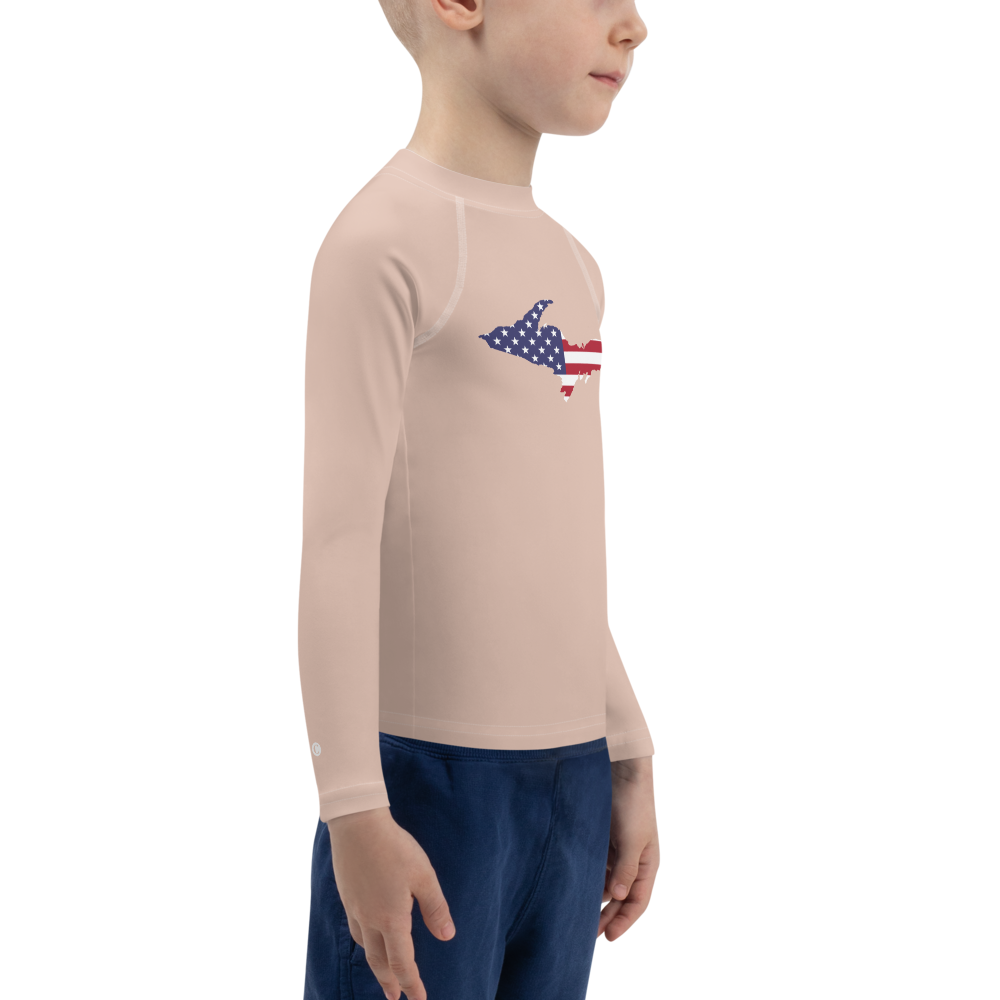 Michigan Upper Peninsula Rash Guard (w/ UP USA Flag) | Toddler - Rose Gold