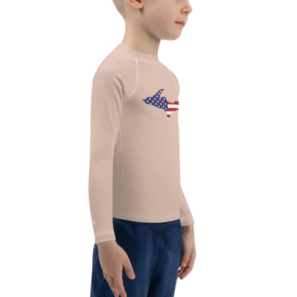 Michigan Upper Peninsula Rash Guard (w/ UP USA Flag) | Toddler - Rose Gold